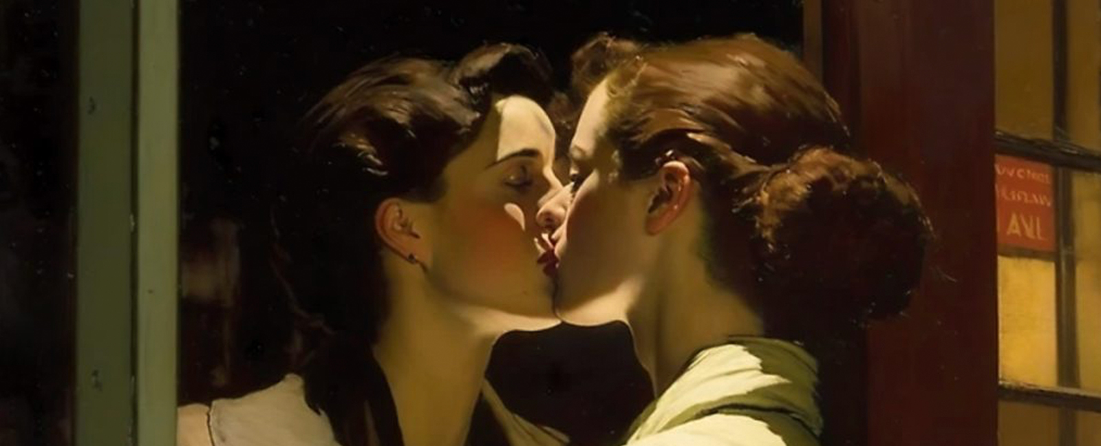 female escort kissing female client